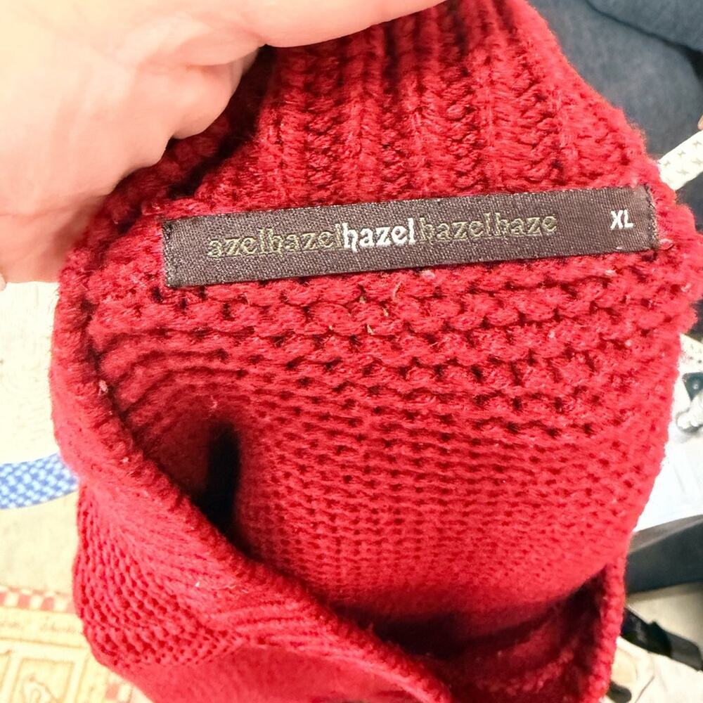 Hazel Vibrant Red Cable Knit Sweater View 2